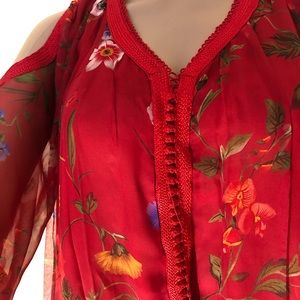 Red coloré dress, mini caftan , night dress, party  or Valentine robe .